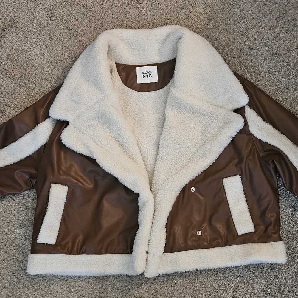 NYC Teddy Jacket in Brown and Cream